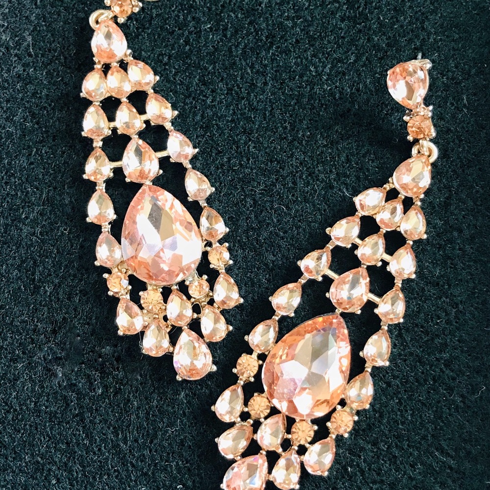 New Pink Prom Wedding Crystal Chandelier Earrings